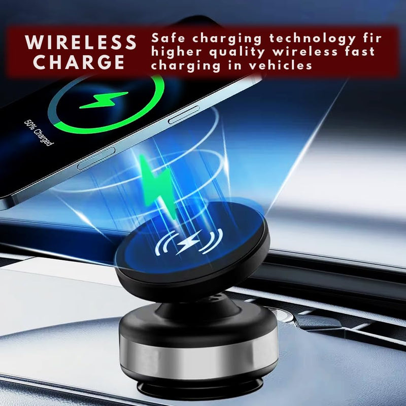 2in1 Automobile Holder Electric Sunction Mount with Wireless Charger Vacuum Absorption Car Phone Holder - 1 Piece White White Version 1