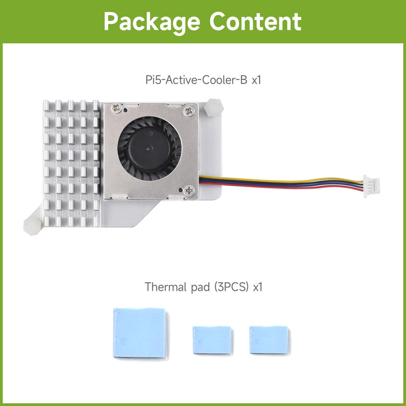 Waveshare Active Cooler (B) for Raspberry Pi 5, Active Cooling Fan, Aluminium Heatsink, with Thermal Pads