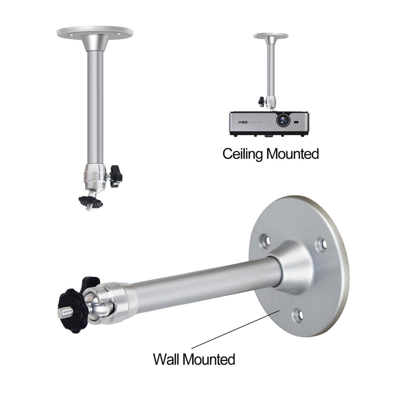 Mini Ceiling Projector Mount - for Projectors CCTV DVR Cameras - Compatible with QKK, VANKYO,DR.J, DBPOWER - Length 175mm/6.88in Silver