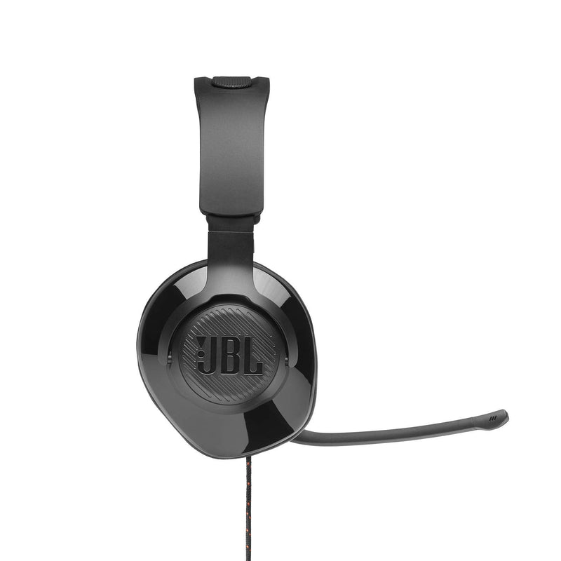 JBL Quantum 200 - Wired over-ear gaming headset with Voice focus directional flip-up mic and memory foam ear cushions (Black) Large
