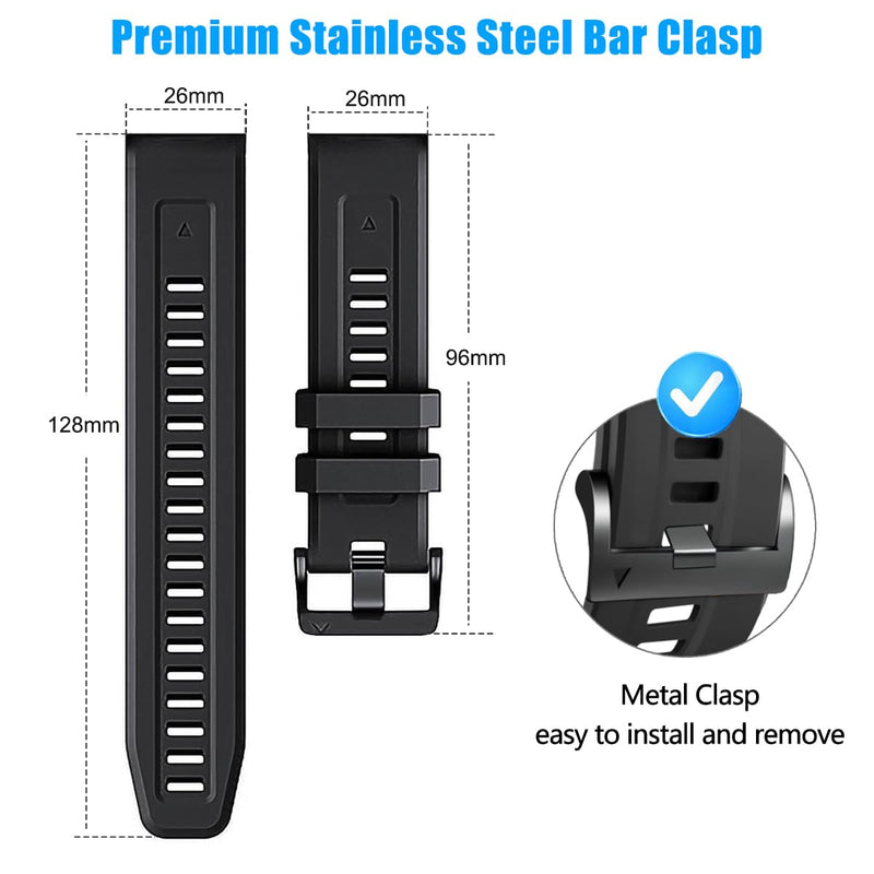 ZPJPPLX 26mm Quick fit Watch Band Compatible with Garmin Fenix 8/quatix 51mm/Fenix 7X pro/7X/6X Pro/6X/5X Plus/5X/3 HR/3/tactix 8 AMOLED-51mm/7 Pro/Enduro 3 2/Descent Mk3i-51mm/Mk2i