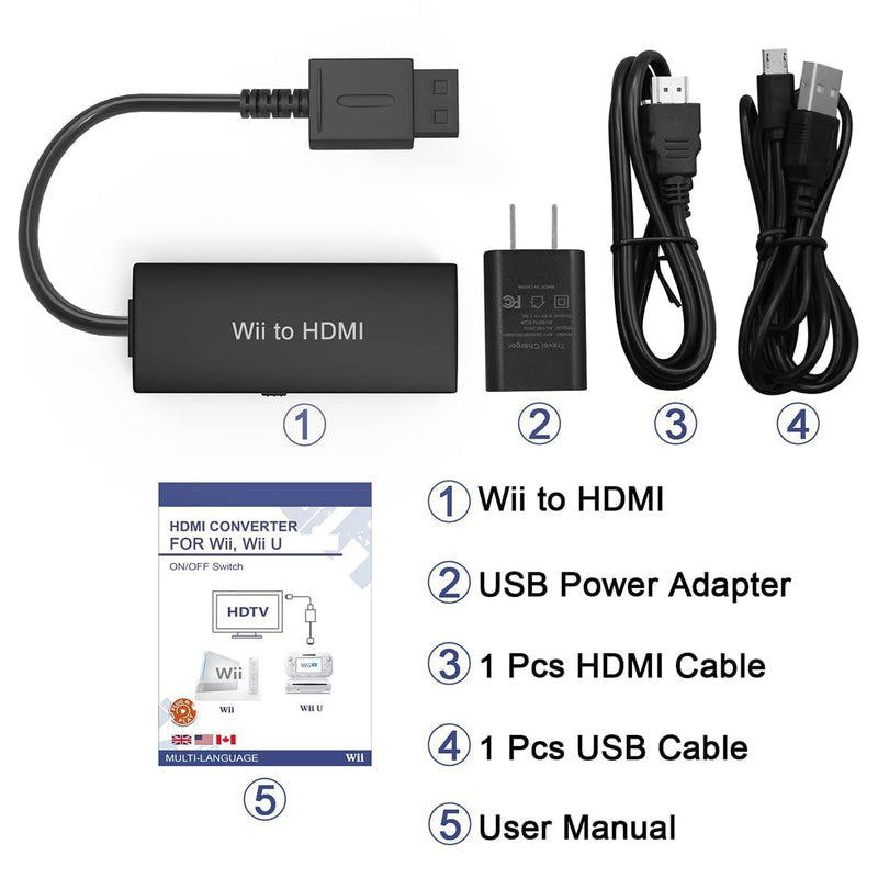 [AUSTRALIA] - Wii to HDMI Adapter - Convert 1080P/720P Ypbpr Signals to Digital HDMI for Nintendo Wii and U Wii adapter with cable 