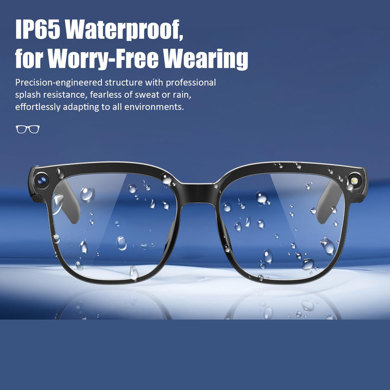 AI Smart Glasses with Camera,8MP Camera Glasses,4K HD Video Recording Glasses with AI Assistant,IP65 Waterproof Bluetooth,Replaceable Sunglasses with Photochromic Lens Eyeglass frame width 53mm