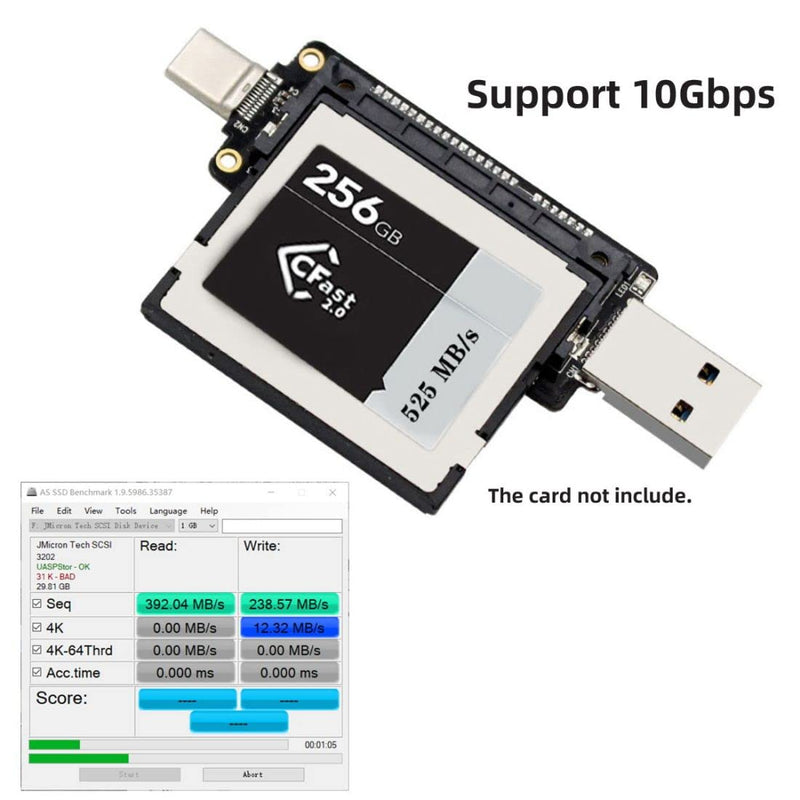 ChenYang CFast Card Reader,USB 3.0 3.1Type A ＆ Type C Male to CFast 2.0 Card PCBA Adapter CFast Card Reader for Desktop Laptop CFast to USB 3.1