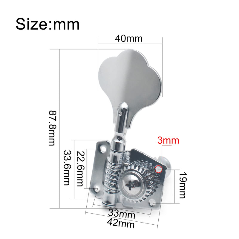 4R Opened Electric Bass Guitar Tuning Pegs Machine Heads Tuners for Bass for Jazz Precision P Bass Replacement (Chrome) Chrome
