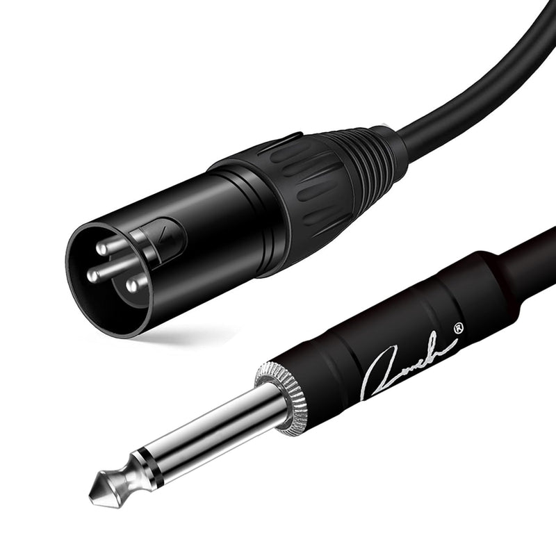 Ranch 2Pcs 25ft Male XLR to 1/4 TS Mono Jack Microphone Cable Quarter Inch to XLR Male Unbalanced Interconnect Cable - Black 2 Pack 25 Feet