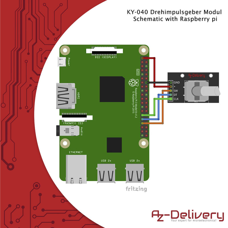 AZDelivery 5 x KY-040 Rotary Encoder, Rotary Encoder, Module Compatible with Arduino, Includes E-Book!