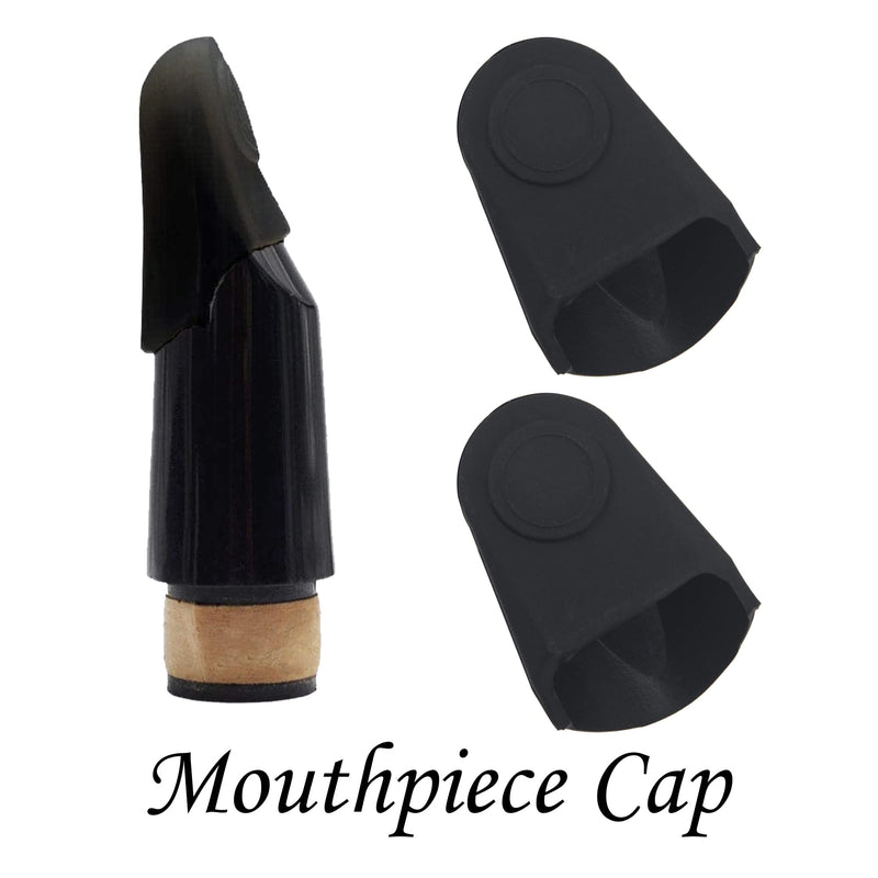 2Pcs Yootones Rubber Mouthpiece Cap Durable Mouthpiece Protector Compatible with Saxophone Mouthpiece Cap Clarinet Mouthpiece Protective Cap (Black)