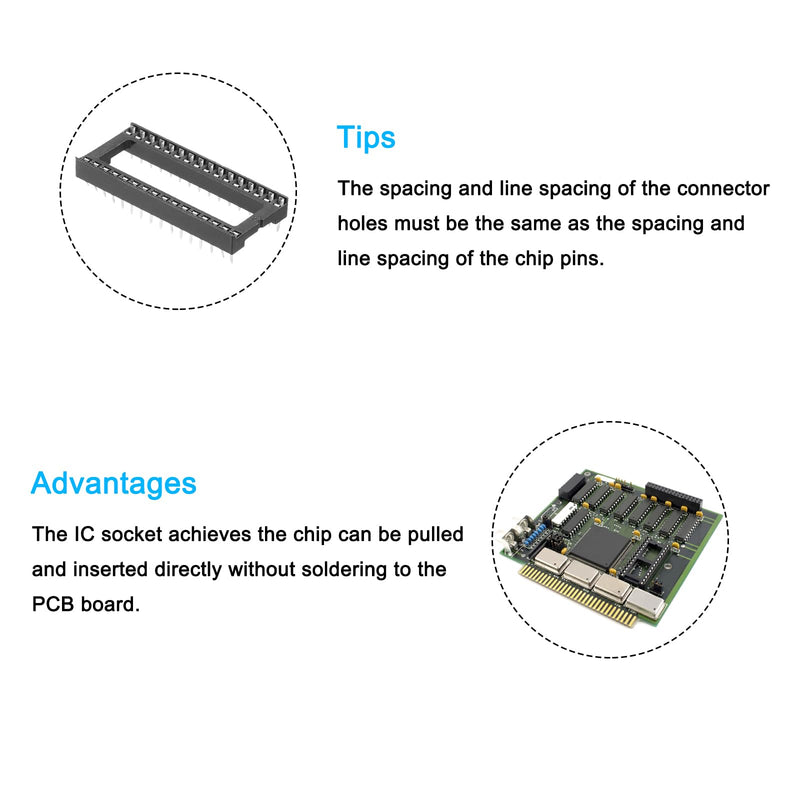 [AUSTRALIA] - QUARKZMAN 12pcs DIP IC Chip Socket Adapter 2.54mm Pitch 32 Pin Gate Soldering Flat Circuit Chip 