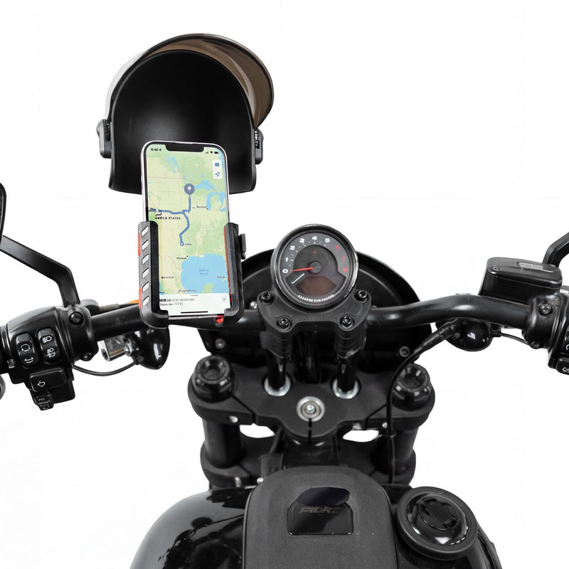 KEMIMOTO Motorcycle Phone Mount with Sun Hat, Fit for Bike, ATV, Scooter | 360° Adjustable Quick Release,Detachable Sun Shade, Anti-Vibration, Anti-theft Phone Holder Fits 4.7"-7.2" Smartphones