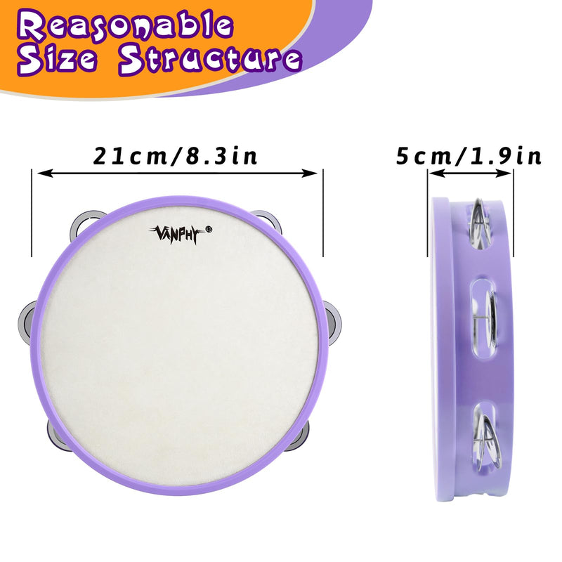 [AUSTRALIA] - Tambourines for beginners Hand Held Tambourine Drum 8 inch Metal Jingles Percussion Musical Instruments for Accompaniments and Christmas Decorations(Purple) single purple 