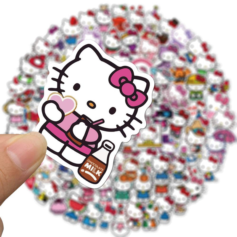 100Pcs Hello Kitty Stickers Pack Kitty White Theme Waterproof Sticker Decals for Laptop Water Bottle Skateboard Luggage Car Bumper Hello Kitty Stickers for Girls Kids Teens