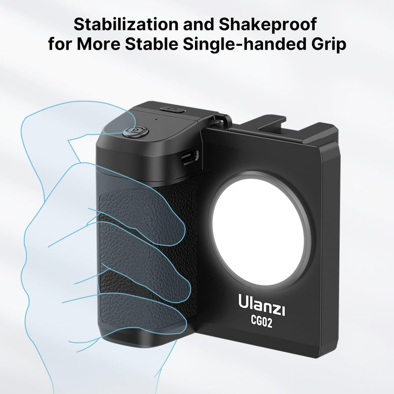 CG-02 Grip Holder for Smartphone Upgraded Phone Camera Grip w Remote Shutter Handheld Tripod Mount Fill Light Handheld Photography Accessories Compatible with iPhone 17 16 15 14 Pro Max etc CG02