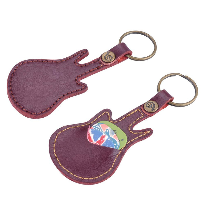 Guitar Picks Case Leather Pick Keychain Guitar Picks Holder Plectrums Case Bag with 5Pcs Guitar Picks Gift (Guitar Pick Case-Coffee Color) Guitar Pick Case-Coffee Color