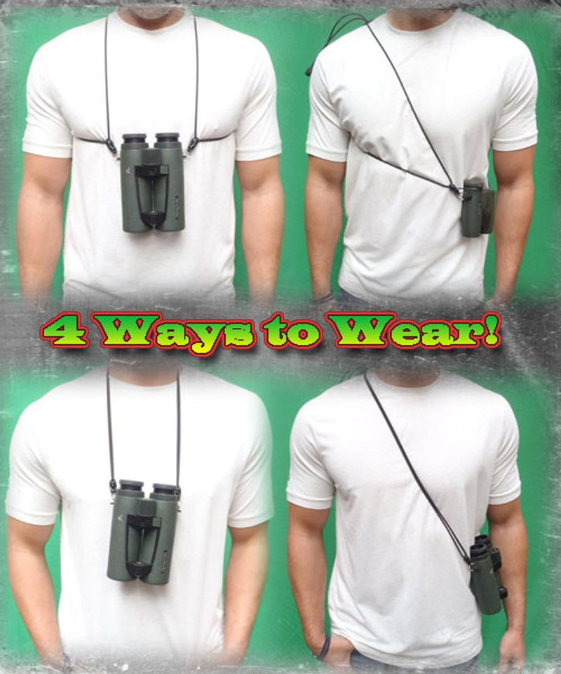 [AUSTRALIA] - Rick Young Outdoors Premium Binocular Harness - Adjustable Chest Strap for Hunting, Birding & Hiking - Comfortable Waterproof Quick-Release System (Black) Black 