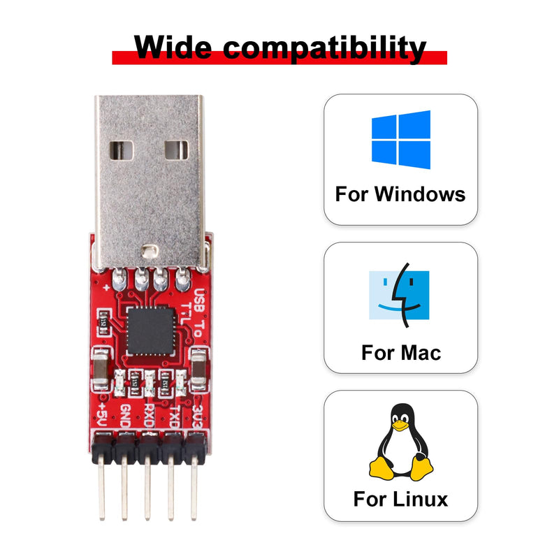 AYWHP CP2102 HW-598 USB to TTL Serial Converter Module UART USB TTL Adapter Converter for 3.3 V and 5 V with Jumper Cable Pack of 2