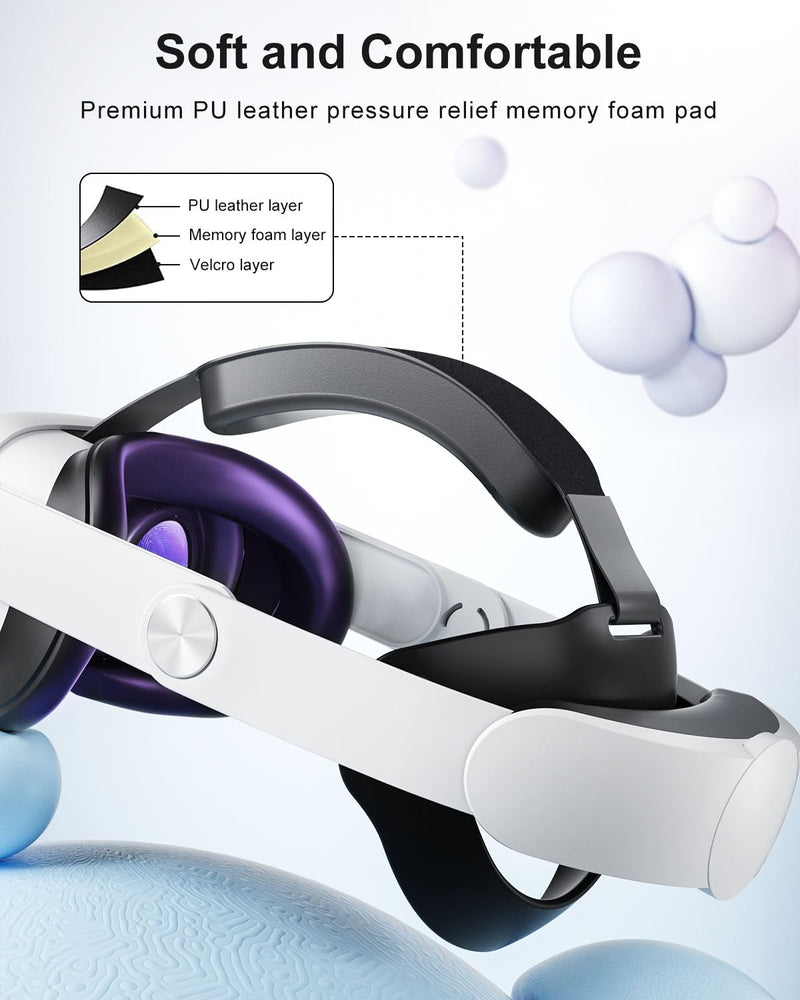 Head Strap for Meta Quest 3, Lightweight and Comfortable Soft Cushion VR 3 Accessories Headset Strap,Pressure-Free Adjustable Balanced Elite Strap Accessories Replacement for Oculus Quest 3 Head Strap for Oculus Quest 3