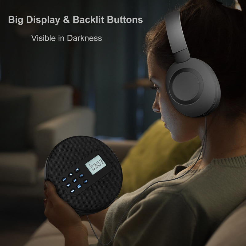 [AUSTRALIA] - KUEPHOM Portable CD Player with Headphones and Built-in Speakers: Rechargeable Discman with Anti-Skip Protection, Small CD/USB/MP3 Player for Personal/Car/Travel/Music/Audiobook Lover/Gift 