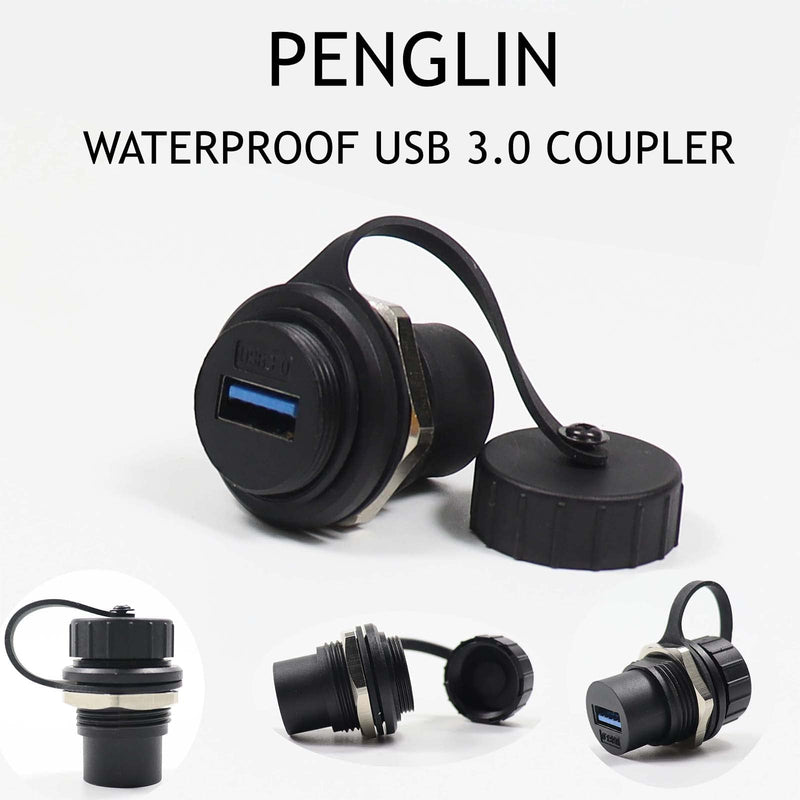 PENGLIN 5PCS USB3.0 Waterproof Connector,Industrial Panel Mount Bulkhead,Female to Female Feed Thru Data Transfer Coupler (Pack of 2) Round type USB3.0(5PCS) (Pack of 2)