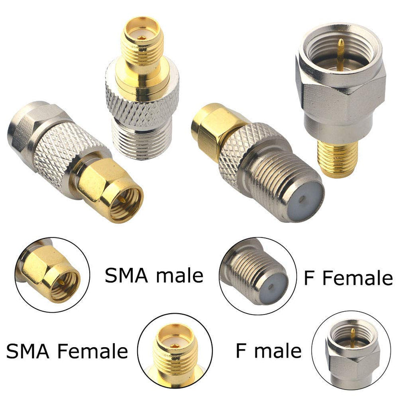 onelinkmore SMA to F Coax Kit RF Coaxial Adapter Kits SMA to F Antenna Connector TV Coax Adapter Connector for DAB+/FM/AM Radio Pioneer Spectrum Analyzer sdr Dongle rtl-sdr Coax Cable Adapter