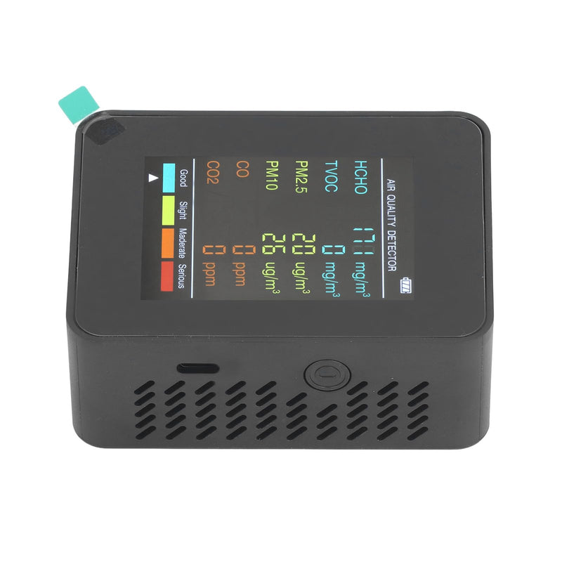 Air Quality Monitor, Portable Rechargeable CO2 Detector with Backlit Display and Alarm for Rooms, Basements, Grow Tents, Offices (Black) BLACK