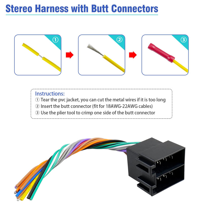 [AUSTRALIA] - Radio Wiring Harness 16Pin Compatible with Volkswagen Beetle Golf Passat Jetta Mercedes-Benz Sprinter, Car Stereo Wiring Harness Fit for Audi A4 A6 A8 Adapter 