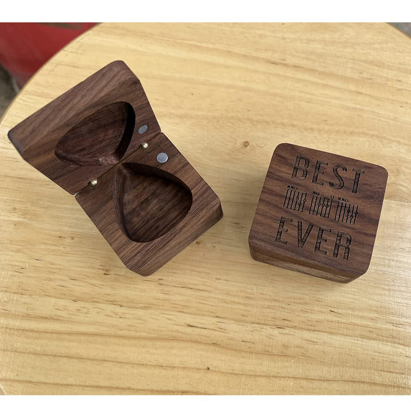 Best Dad Ever, Dad Guitar Chords Walnut Guitar Pick Storage Box, Father Gift from Daughter or Son, Guitar Dad Christmas Gift, 1 Pack
