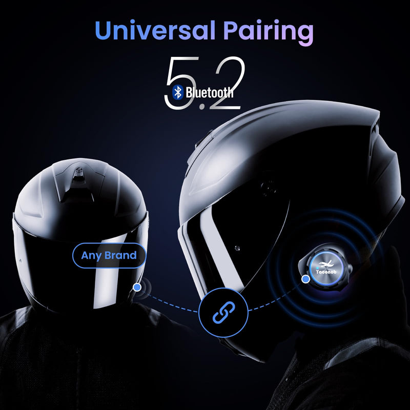 Y3 Helmet Bluetooth Headset (More Suitable for Couples), Auto Answer Phone, Intercom, Music, Intercom, Active Noise Cancellation, Waterproof (1 Pack) 1 Pack