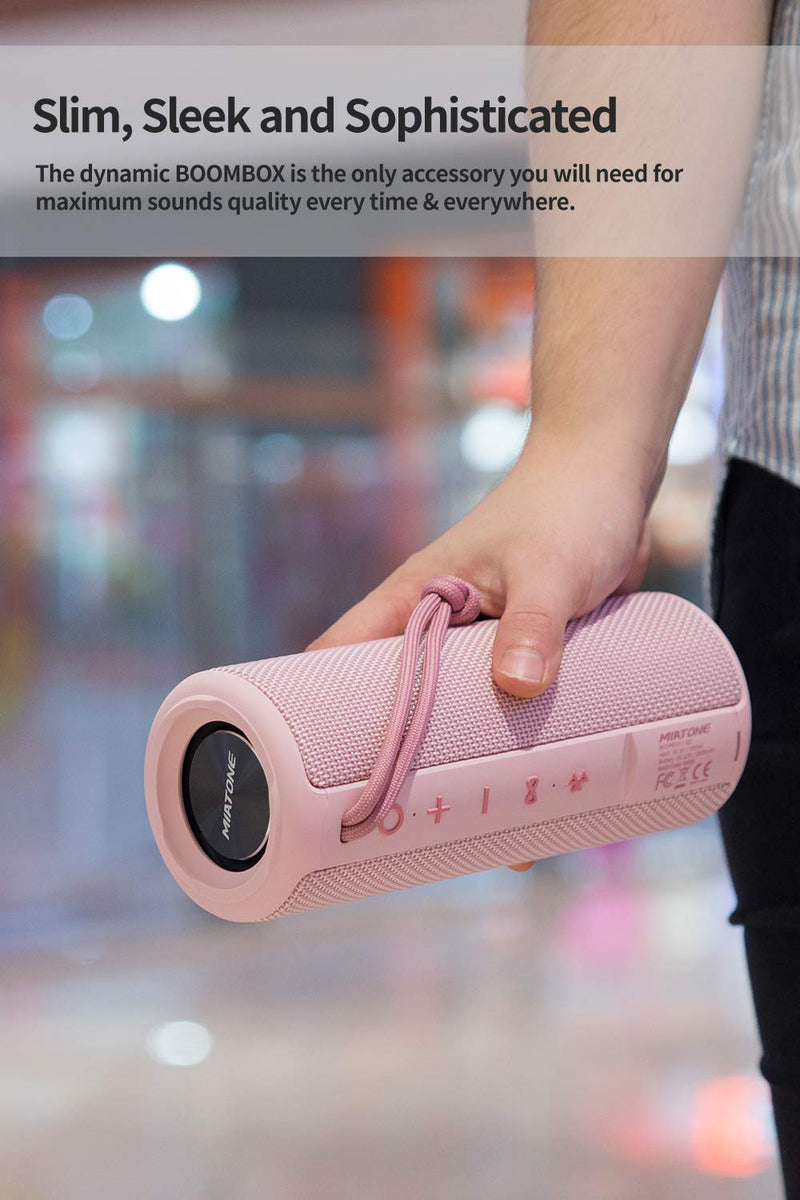 MIATONE Outdoor Portable Bluetooth Speaker Wireless Waterproof - Pink