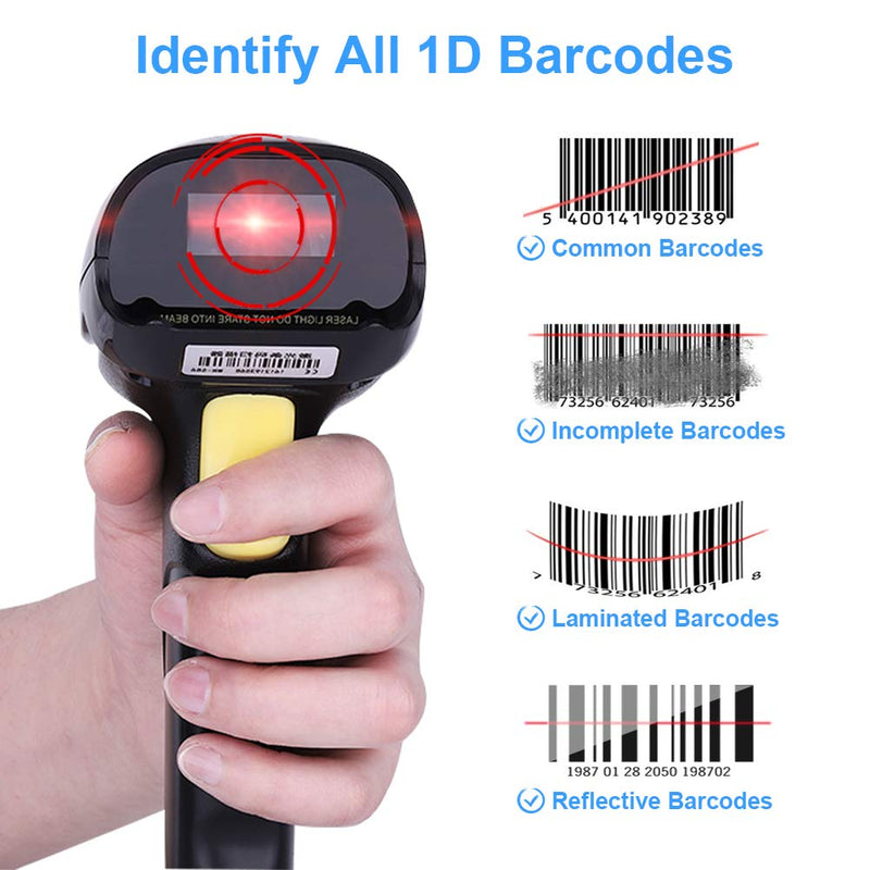 [AUSTRALIA] - Barcode Scanner Wireless, Basecent USB Quick Laser Barcode Scanner Reader (Lector De Codigo De Barras), Handheld Barcode Reader Scanner for Library Book, Warehouse Inventory, Store 