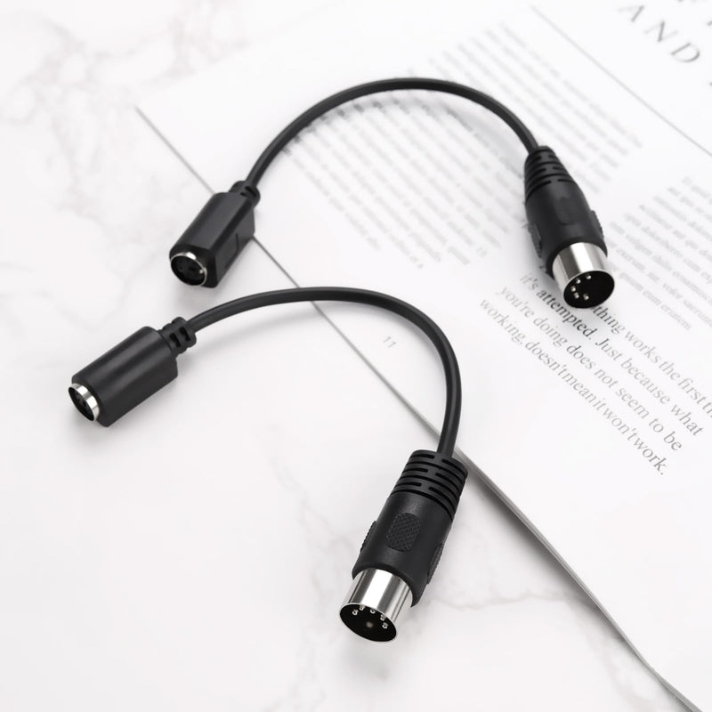 [AUSTRALIA] - 2Pcs Black PS2 Keyboard to at Convertor 5 Pin DIN Male to 6 Pin Mini DIN Female PS2 Keyboard Adapter for Computer PC Keyboard Mouse Converter 