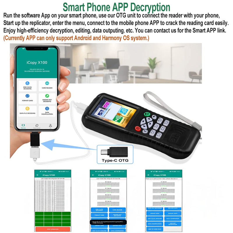 Multi Frequencies RFID Reader Writer Duplicator, RFID Smart Card Programmer, Access Control Card Decoder, with Writable Key Fobs Cards, Free Software, Only Work for Access Control Cards