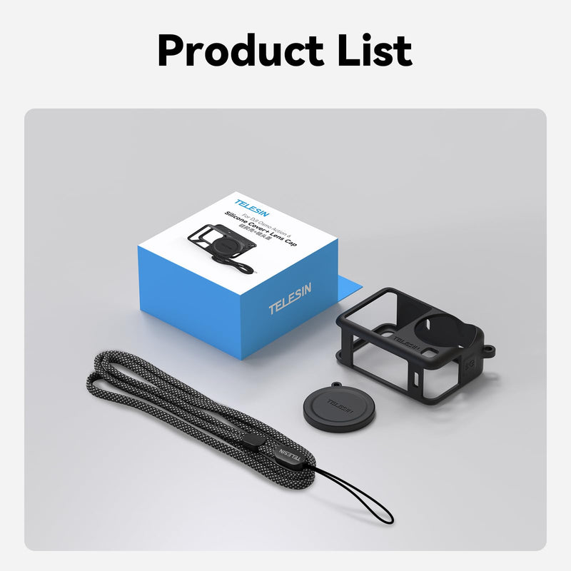 [AUSTRALIA] - Coyktonty Silicone cover Set for DJI Osmo Action 6 Camera With Lanyard/Slicone case/Lens Cap,Simple installation Comprehensive protection (Black) Black 