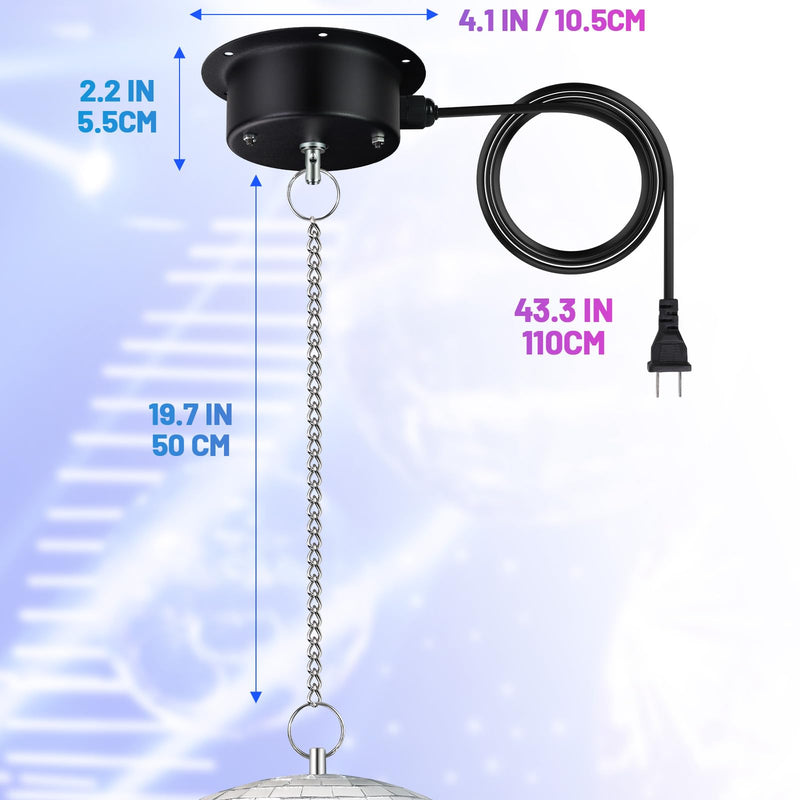1 RPM Slow Speed Disco Ball Motor Heavy Duty Mirror Ball Electric Motor Rotator Supports 4'' - 12'' Balls for Dj Party Light Home Bands,Christmas Party 1 RPM Motor