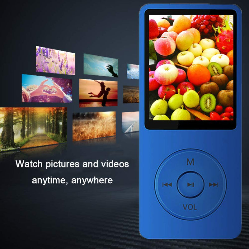 MP3 Player, Music Player with 16GB Micro SD Card, Build-in Speaker/Photo/Video Play/FM Radio/Voice Recorder/E-Book Reader, Supports up to 128GB (Dark Blue) Dark blue