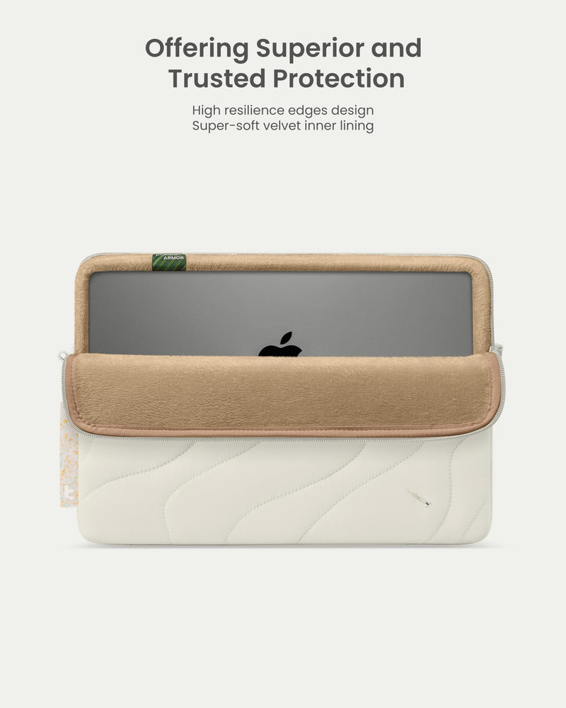 tomtoc 360 Protective Puffy Laptop Sleeve for 15-inch MacBook Air M3/A3114 2024, M2/A2941 2023, 15-inch Surface Laptop 6/5/4/3, Quilted Puffer Bag Soft Lightweight Shockproof Laptop Case, Snowberg 15-inch for MacBook Air