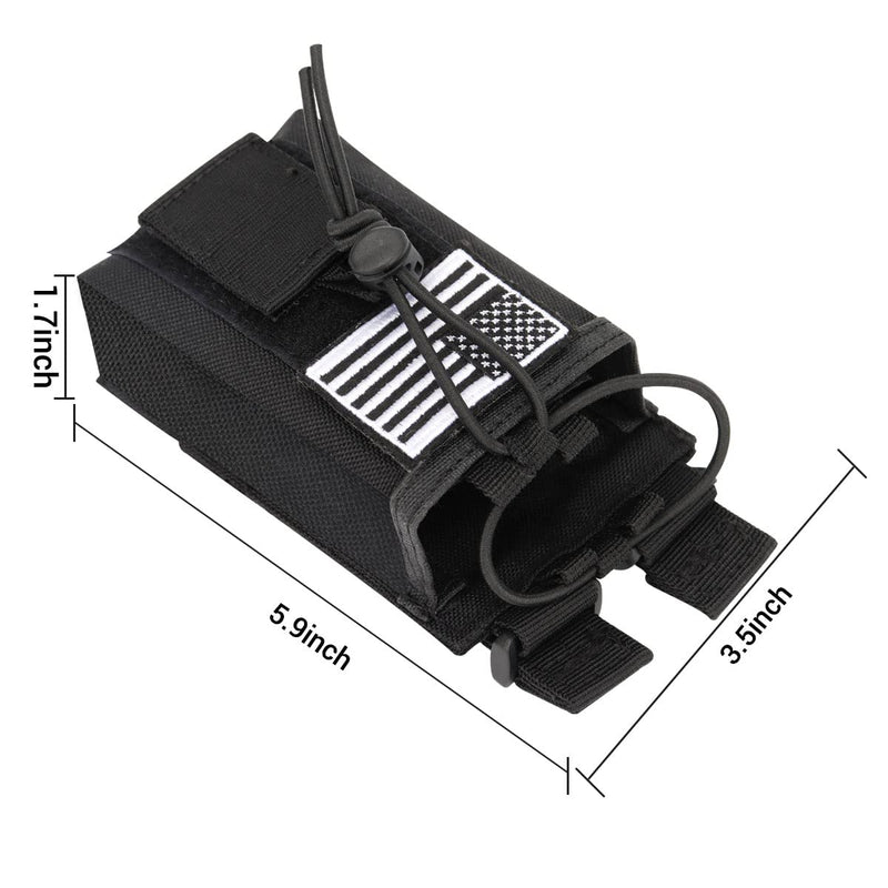 Tactical Radio Holder Case Molle Radio Holster Duty Belt Military Heavy Case Accessories Radios Pouch Holster Bag for Baofeng UV-5R UV-9R Two Way Radio Walkie Talkies Adjustable Storage 1Pack Black