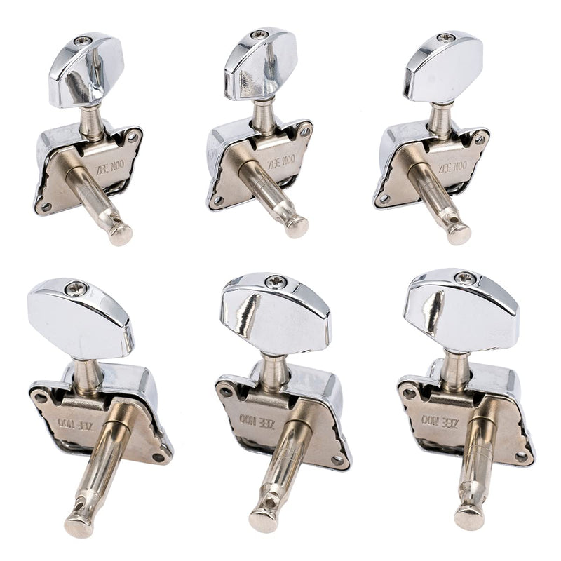 Musiclily Pro 3+3 Semi-closed Guitar Tuners String Tuning Pegs Keys Machine Heads Set for for Acoustic or Electric Guitar,Chrome Half Moon Button Chrome