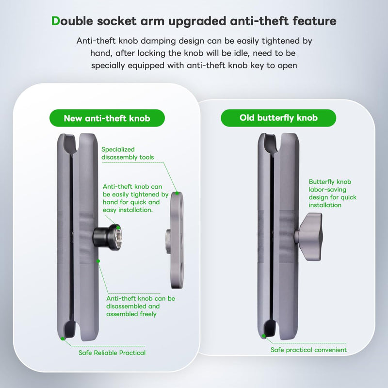 FANAUE Magnetic Car Mount Compatible with Ram Mount B Size Ball Head Anti-Theft Double Socket Arm and Bike Motorcycle Phone Holder, Suitable for 4.7-7.5" Smartphones
