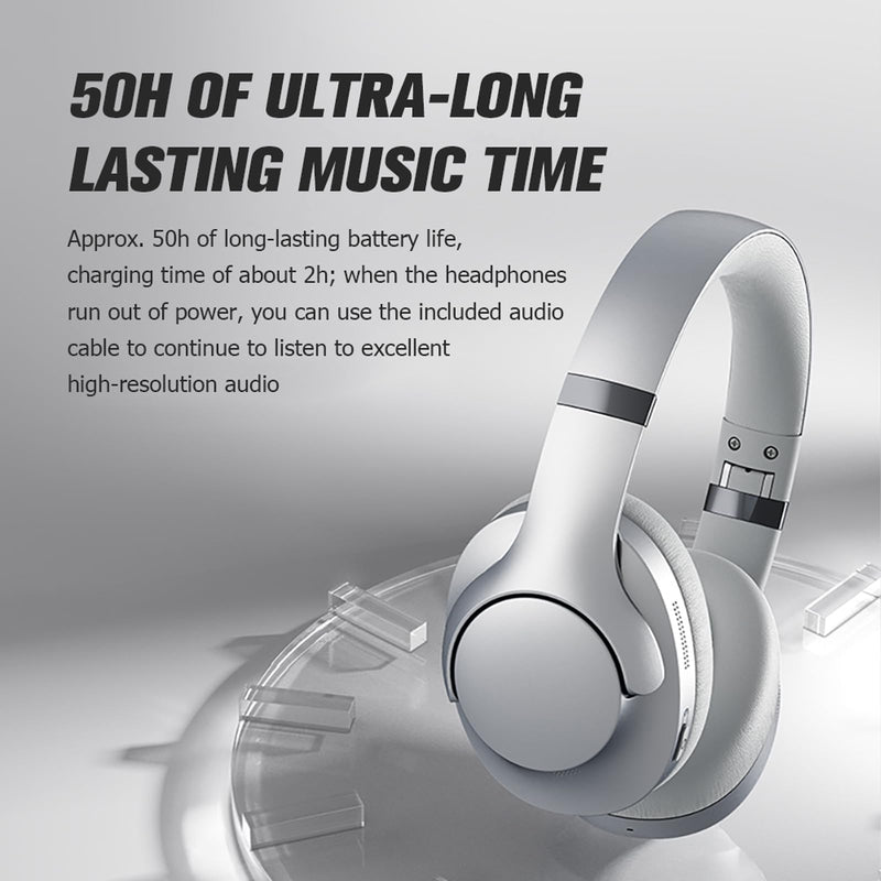 Xmenha BT048S Wireless & Wired Over Ear Headphones, Black, 50Hrs Battery, Bluetooth 5.4, ANC, Travel & Sport