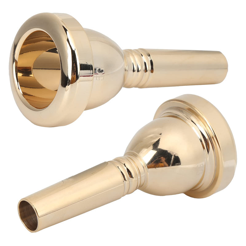 Trombone Mouthpiece, Brass Tenor Trombone Mouthpiece Large Shank Mouth Piece Metal 12.7mm 5G Accessory Replacement TR‑03 for Professional Trombone Players Amateurs (Gold) Gold
