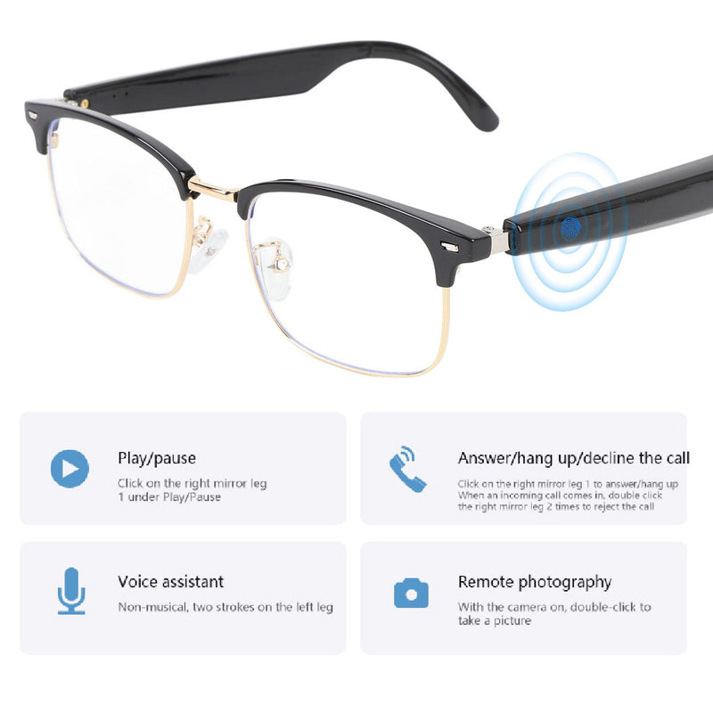 Fockety AI Translator Smart Glasses for Men Women, Real Time Translation AI Glasses with Camera & Bluetooth, Speaker & Voice Assistant, AI Translation Glasses for Travel, Business, (Gold) Gold