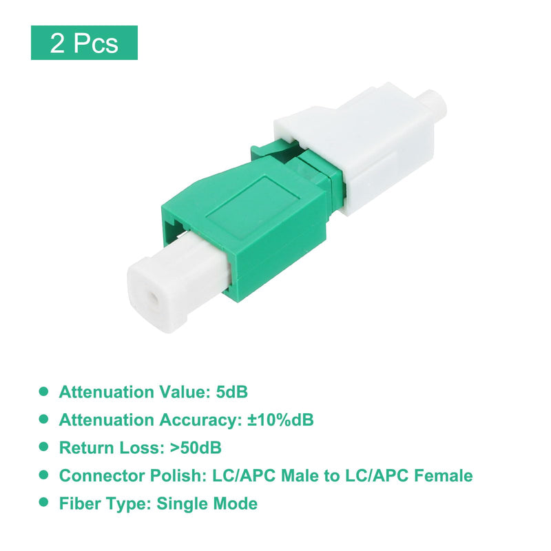QUARKZMAN 5dB LC Fiber Attenuator LC/APC SM Single Mode Fixed Fiber Optic Attenuator Male to Female for Fiber Optic Transmission Pack of 2 5 dB
