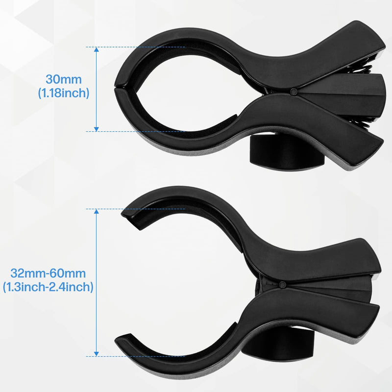 BILIONE 4pcs Versatile Microphone Clip, Adjustable Mic Holder for Microphones with Outer Diameter Range 1.26" from 2.3", with 5/8" Male to 3/8" Female Screw Adapter(Black) 4 Pack black