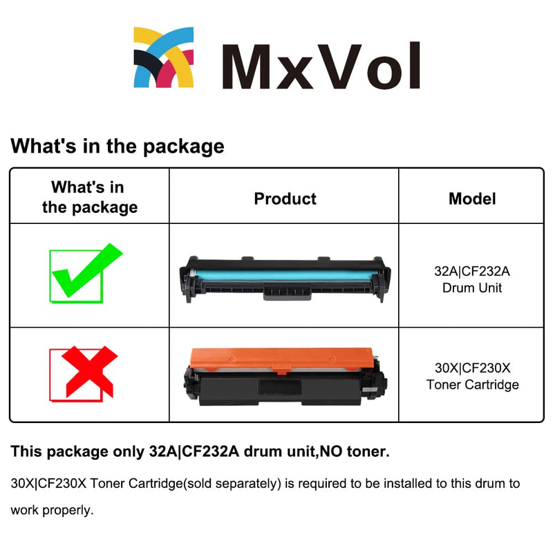 MxVol Compatible Drum Unit Replacement for HP 32A CF232A Drum Yields Up to 23,000 Pages use for HP Laserjet Pro M148dw M203dw M227fdw M118dw M148fdw M227fdn Printer, 1-Pack
