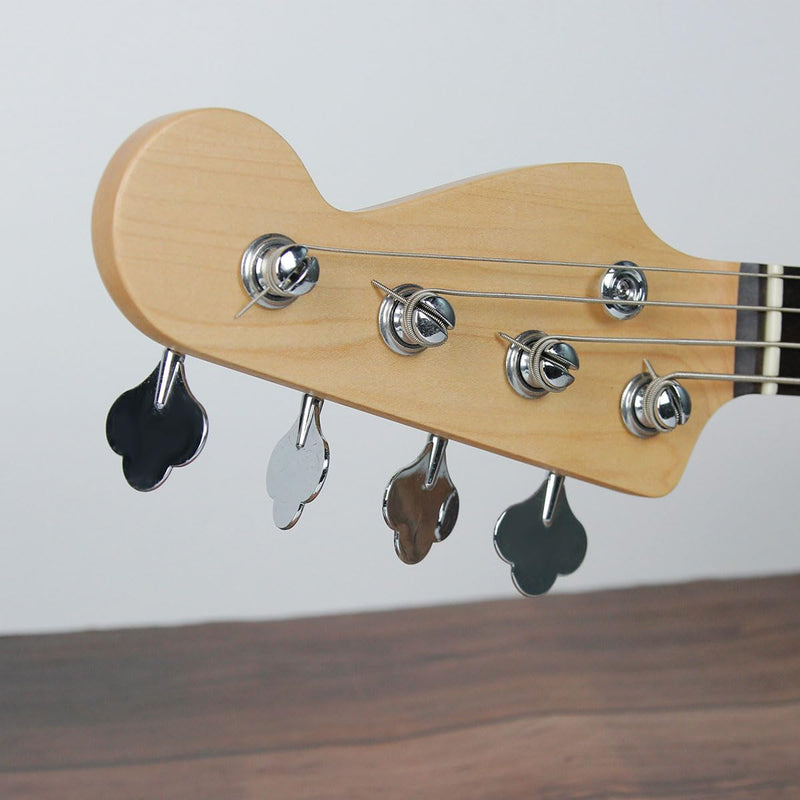 FLEOR 4Pcs Left Handed Vintage Open Gear Bass Guitar Tuning Keys PB JB Bass Guitar Tuning Machine Head 4L Chrome