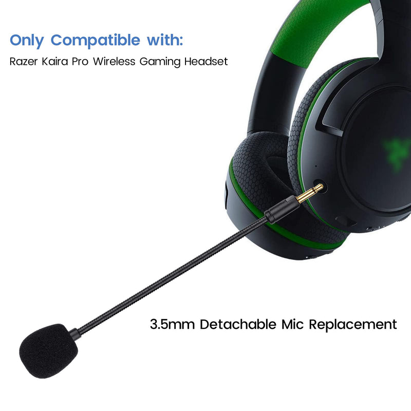 Kaira Pro Mic Replacement for Razer Kaira Pro Wireless Gaming Headset, 3.5mm Detachable Noise Cancelling Microphone Boom for Xbox One, PS4, PS5, PC