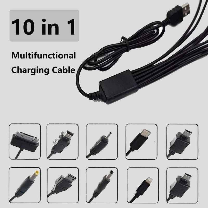 10 in 1 Universal Multifunctional Charging Cable for Many Adapters Compatible with Samsung LG Huawei ZTE and Sony Ericsson Nokia PSP, USB Charging Cable Fit Cell Mobile Phone Black