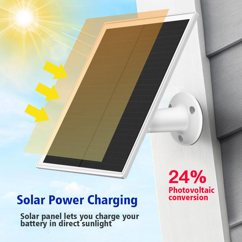 Solar Panel for Ring Camera,6W Solar Charger Compatible with Ring Stick Up Cam Battery and Ring Spotlight Cam Battery Battery,Output 6W/5V, DC3.5mm Plug, Not for Spotlight Plus/Pro (White) White