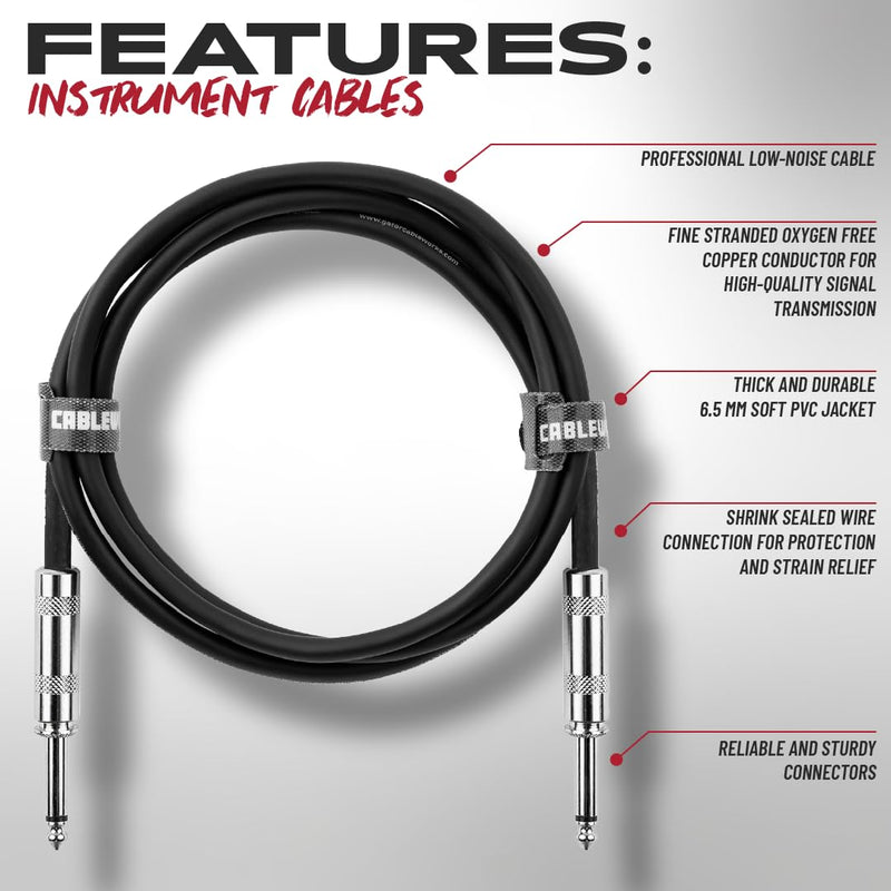 Cableworks by Gator Cases Backline Series 20 Ft Straight to Straight Guitar Instrument Cable (GCWB-INS-20) 20 Feet